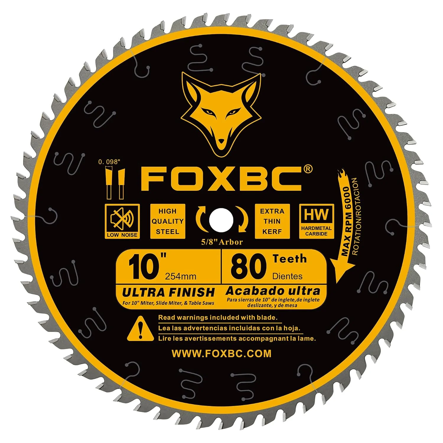 FOXBC 10-Inch 80-Tooth Ultra Finish Saw Blade