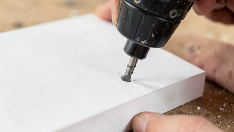 Drilling a pilot hole in MDF board before fastening
