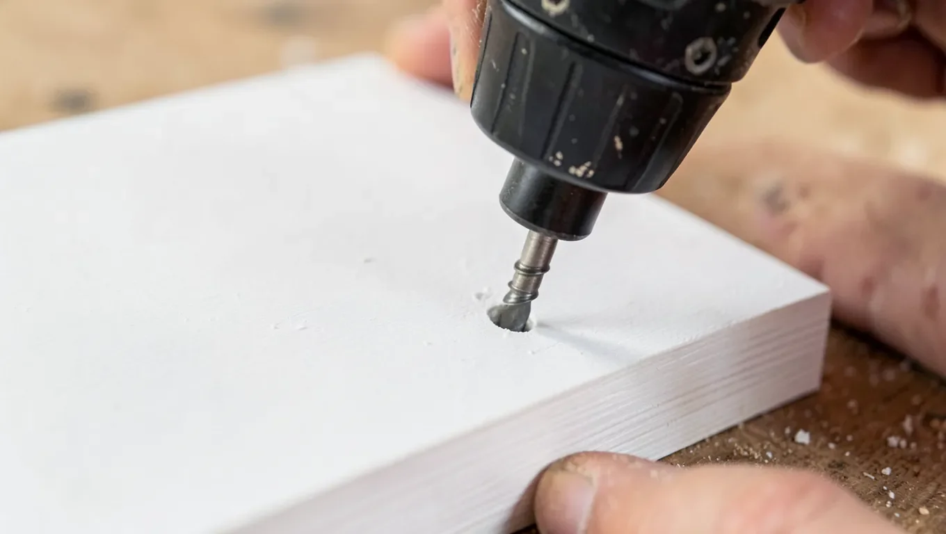 Drilling a pilot hole in MDF board before fastening