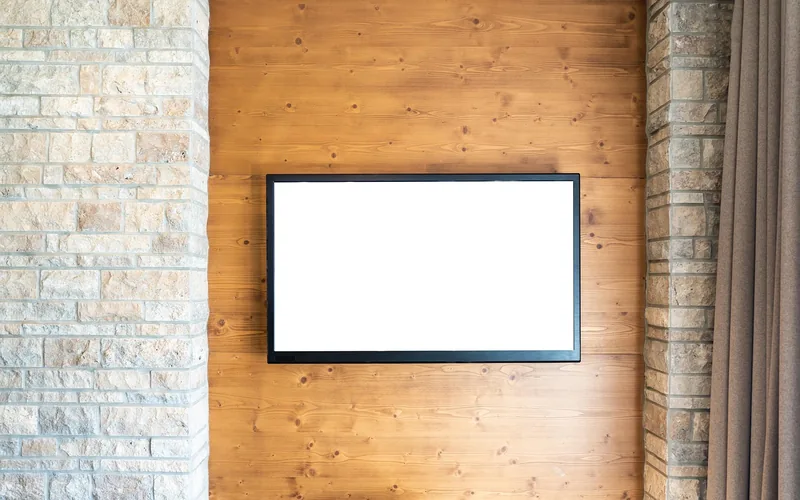 flat screen television mounted on a wood panel accent wall flat screen television mounted on a wood panel accent wall