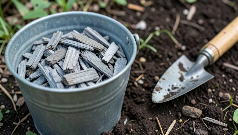 Wood ash collected for garden use