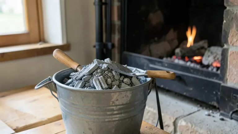 Cooled wood ash collected from a fireplace