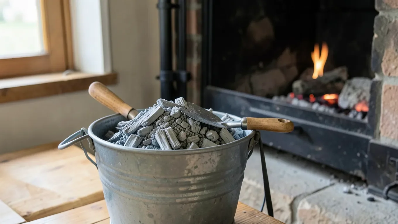 Cooled wood ash collected from a fireplace