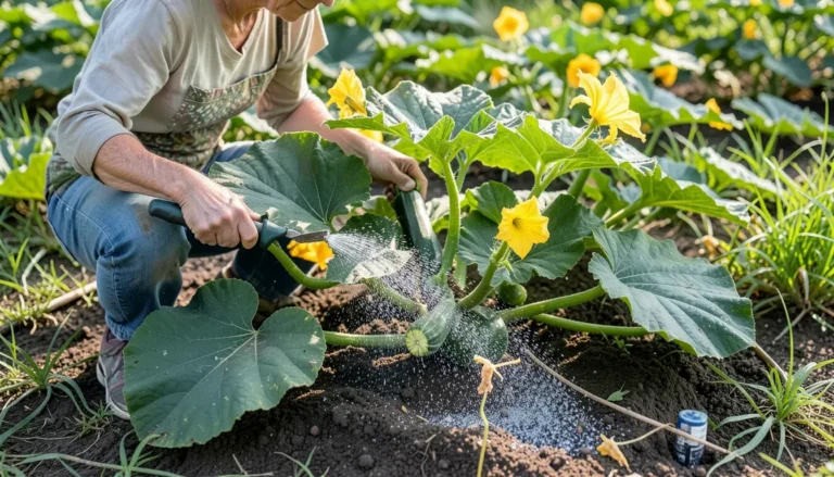 A light application of wood ash around zucchini can supply potassium if the soil pH allows it