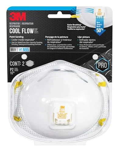 3M 8511 N95 Cool Flow Valved Respirator, 2-Pack