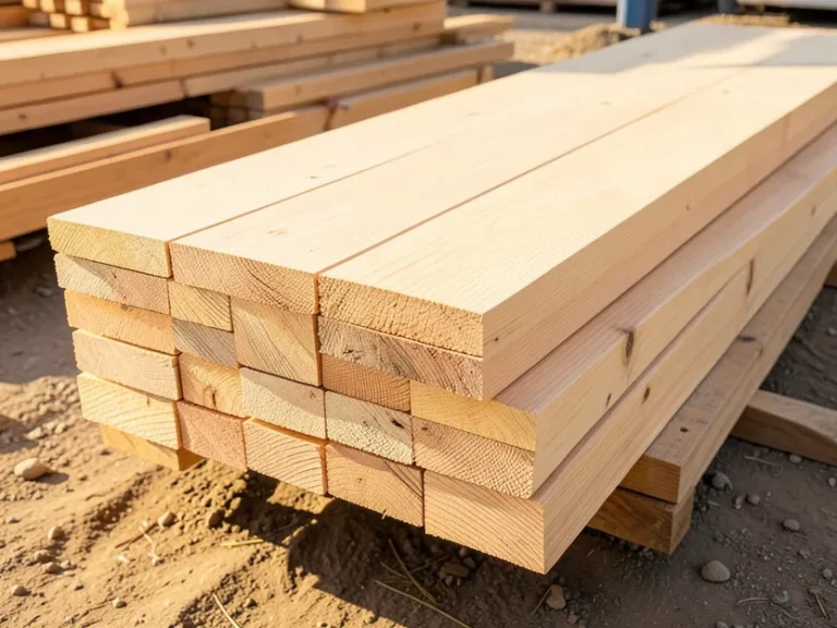 Stack of rough-sawn ash hardwood lumber boards showing straight, even grain