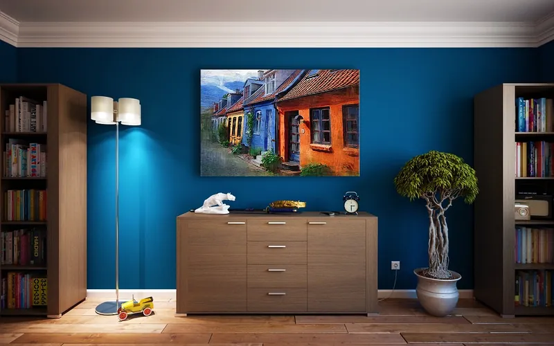 Two bookcases and a sideboard in a living room, typical of panel-based furniture