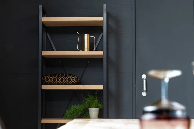 Modern wooden shelving unit for storage and display
