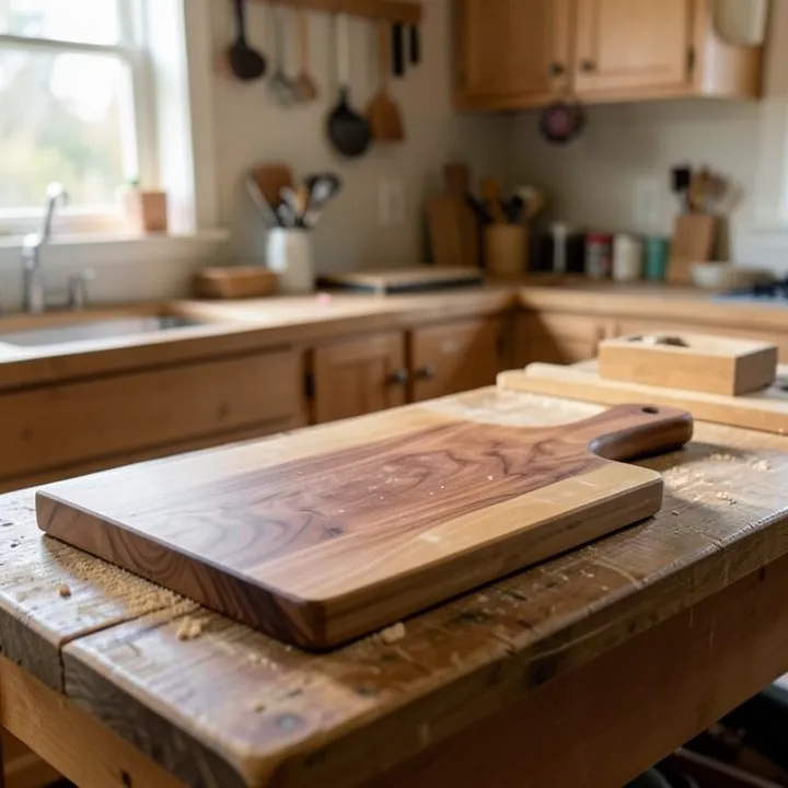 John Boos reversible maple wood cutting board on kitchen counter