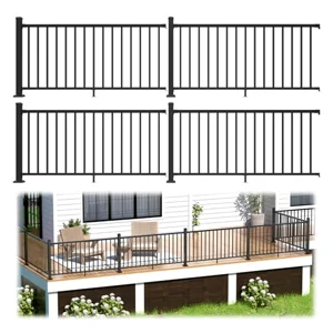Egadis 4 Pack 36 in x 6 ft Modular Aluminum Porch and Deck Railing Kit