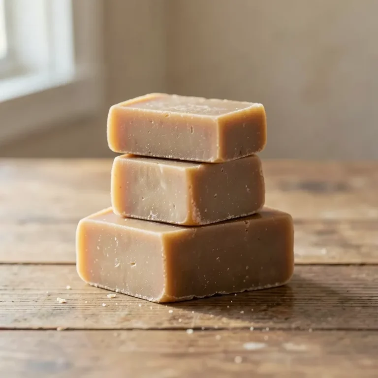 Stacked bars of homemade natural soap