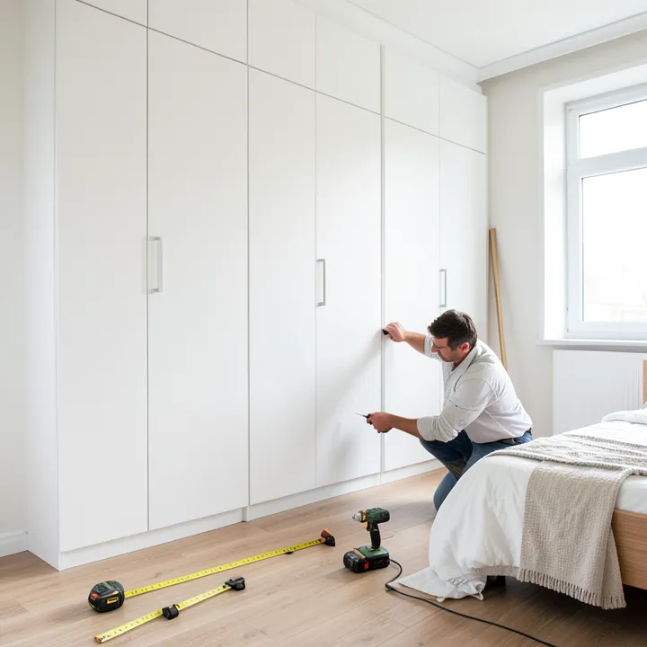 Installing MDF panels for a built-in fitted wardrobe