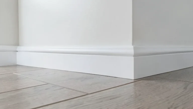A painted MDF baseboard gives a smooth, clean finish