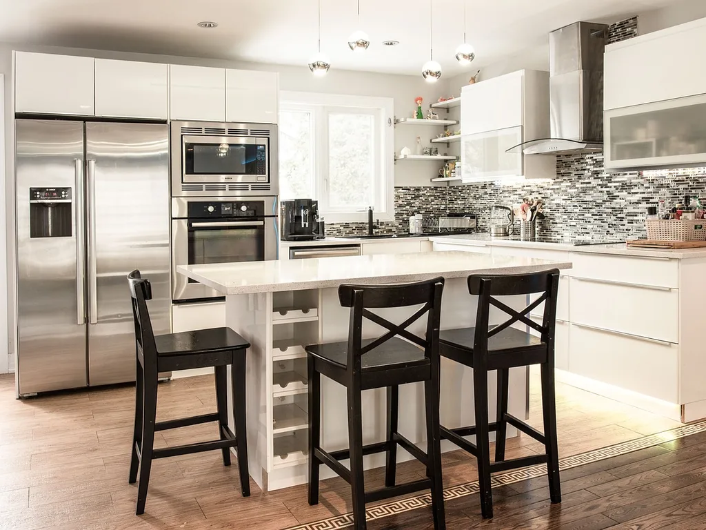 Modern kitchen cabinets that need regular gentle cleaning to prevent MDF swelling