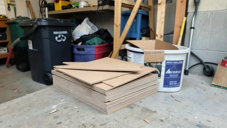 A stack of MDF offcuts ready for disposal or recycling
