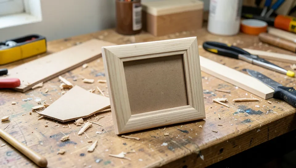 Small MDF offcuts being made into a craft project