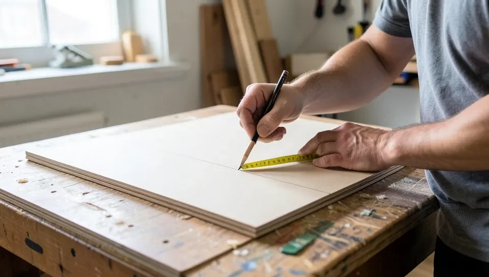 Measuring and marking cut lines on an MDF panel
