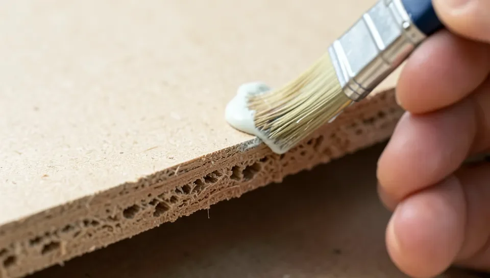 Priming a raw MDF edge with a brush
