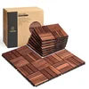 THYOI Premium Deck Tiles, 10 Pcs Patio Flooring - Brown - Crossed Pattern