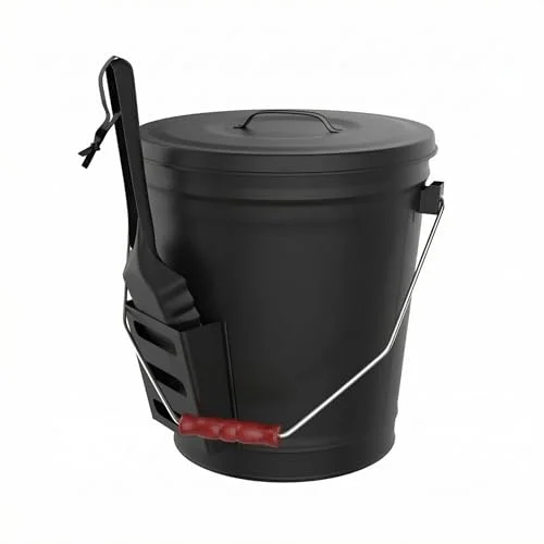 Pure Garden metal ash bucket with lid and shovel, 4.75 gallon