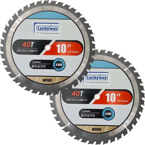 Luckyway 10 Inch Miter/Table Saw Blades 40T Farming with 5/8 Inch Arbor TCT Circular Saw Blade for Cutting Wood, 2-Pack