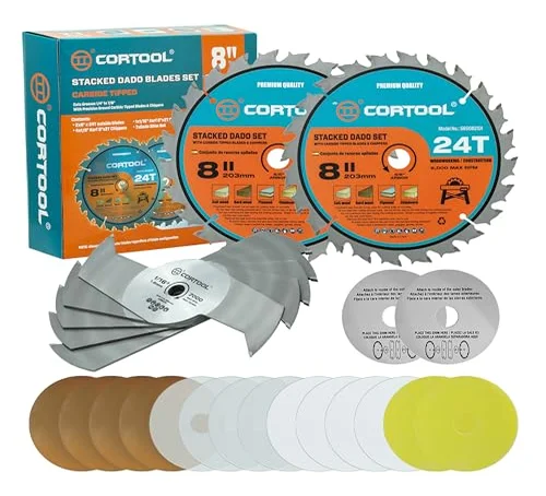 8-Inch 24-Tooth Carbide-Tipped Stacked Dado Blade Set for 10-Inch Table Saws