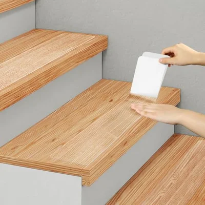 Clear non-slip stair tread strips for wooden steps