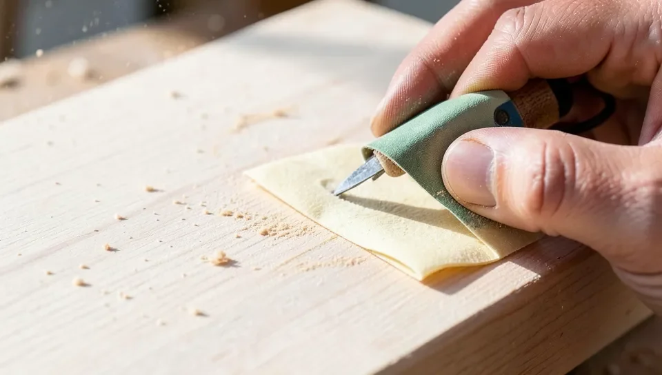 Sanding a wood surface smooth before applying primer