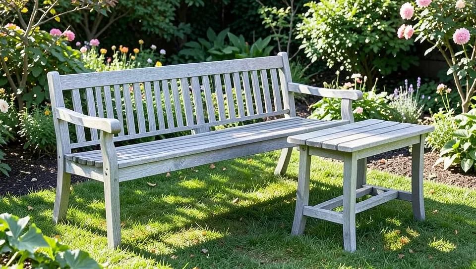 Teak outdoor patio furniture weathered gray