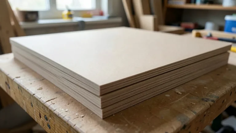 Stack of unfinished MDF sheets showing the smooth uniform surface