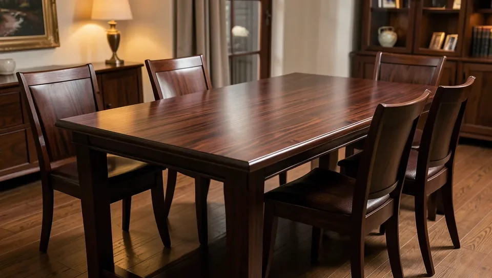 Dark walnut wood indoor dining table