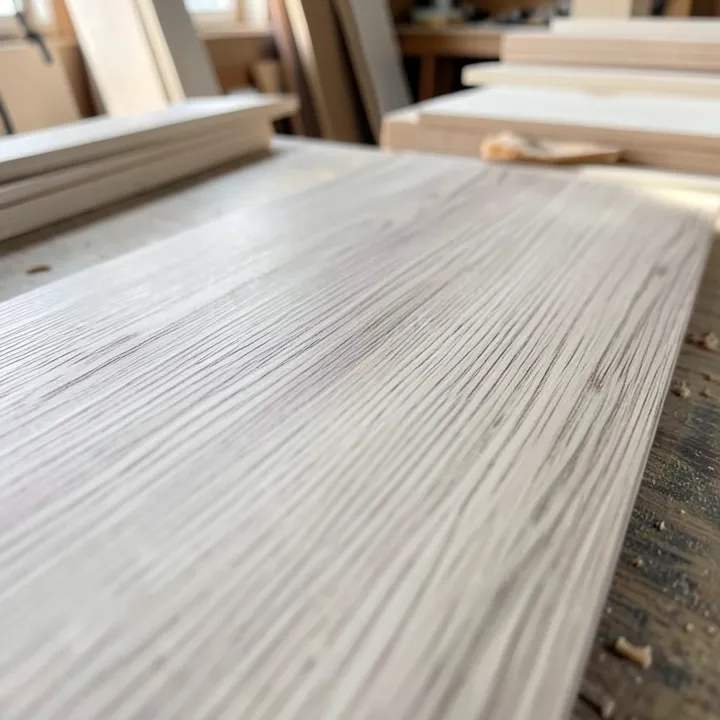 Close-up of ash wood veneer showing straight, light grain