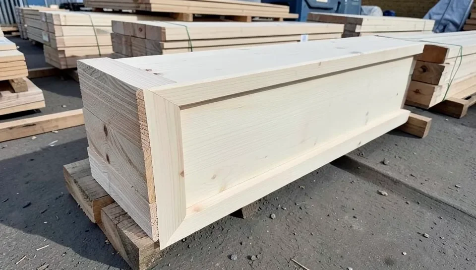Pale whitewood SPF studs stacked at a lumber yard