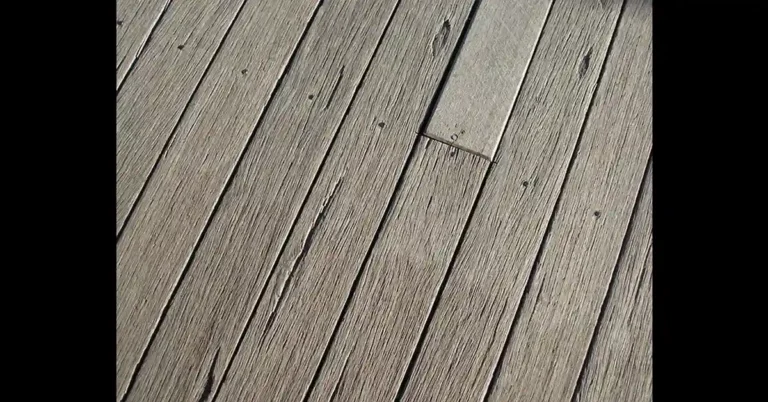 20-ft composite deck boards close-up showing plank spacing and hidden fastener slot