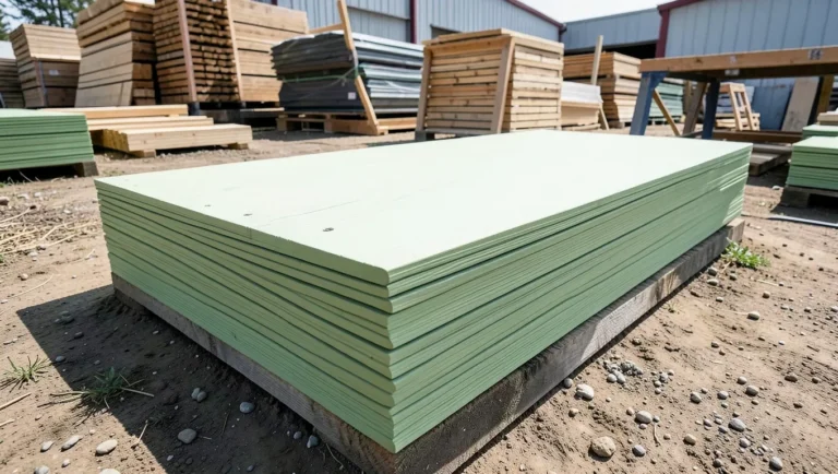 Stack of pressure-treated 5/4 deck boards at a lumber yard