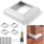 Aluminum 4x4 post base cover kit for dressing up a wood deck post