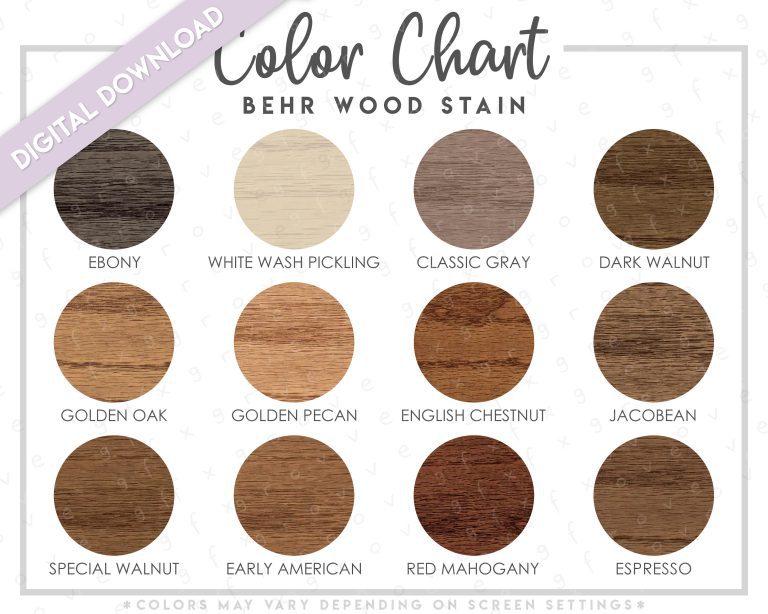 Behr Wood Stain Color Chart