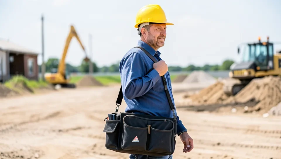 A padded carrying case with a shoulder strap makes jobsite transport easier