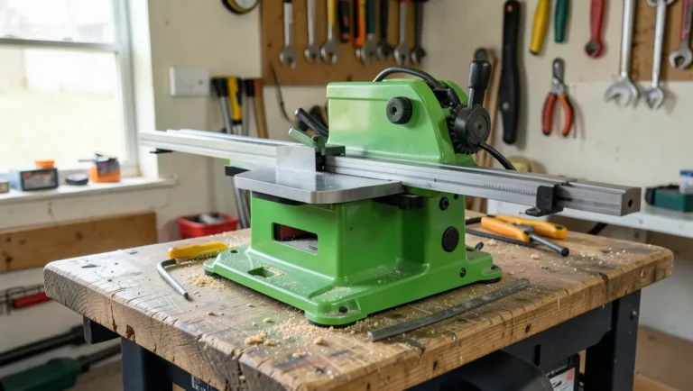A compact benchtop table saw suited to small garage and DIY workshops