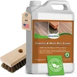 DeckMax Premium Deck Cleaner Kit bottle with scrub brush, safe for Trex composite decking