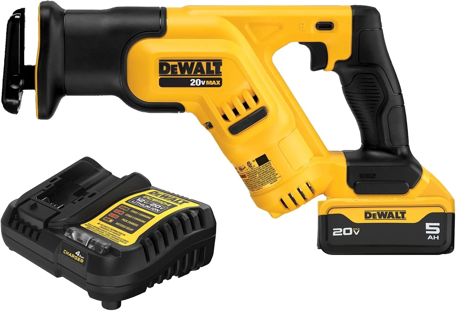 DeWalt DCS387P1 20V MAX reciprocating saw kit with 5Ah battery and charger