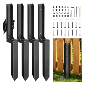 Dukelai 4 Pcs Fence Post Repair, Heavy Duty Fence Post Anchor Ground Stakes for