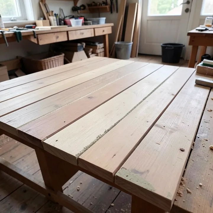 Exterior deck boards ready for wood filler repair