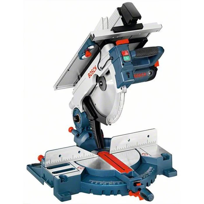 Flip-over combination saw with the blade pivoted into table-saw position for a rip cut