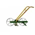 Hoss walk-behind garden seeder with wood handles and steel wheels