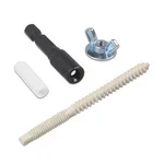 Lakapre hurricane anchor kit with driver bit, wing nuts, and rubber caps for anchoring plywood panels to masonry