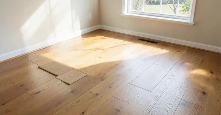 Newly installed wide-plank engineered oak hardwood flooring in a sunlit room