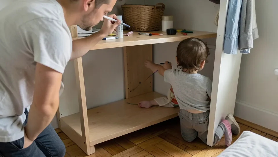 Permanent markers stored out of reach of a small child