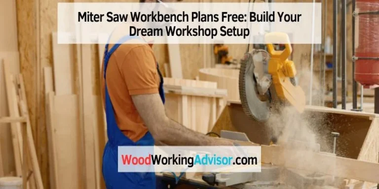 Miter saw workbench station in a workshop