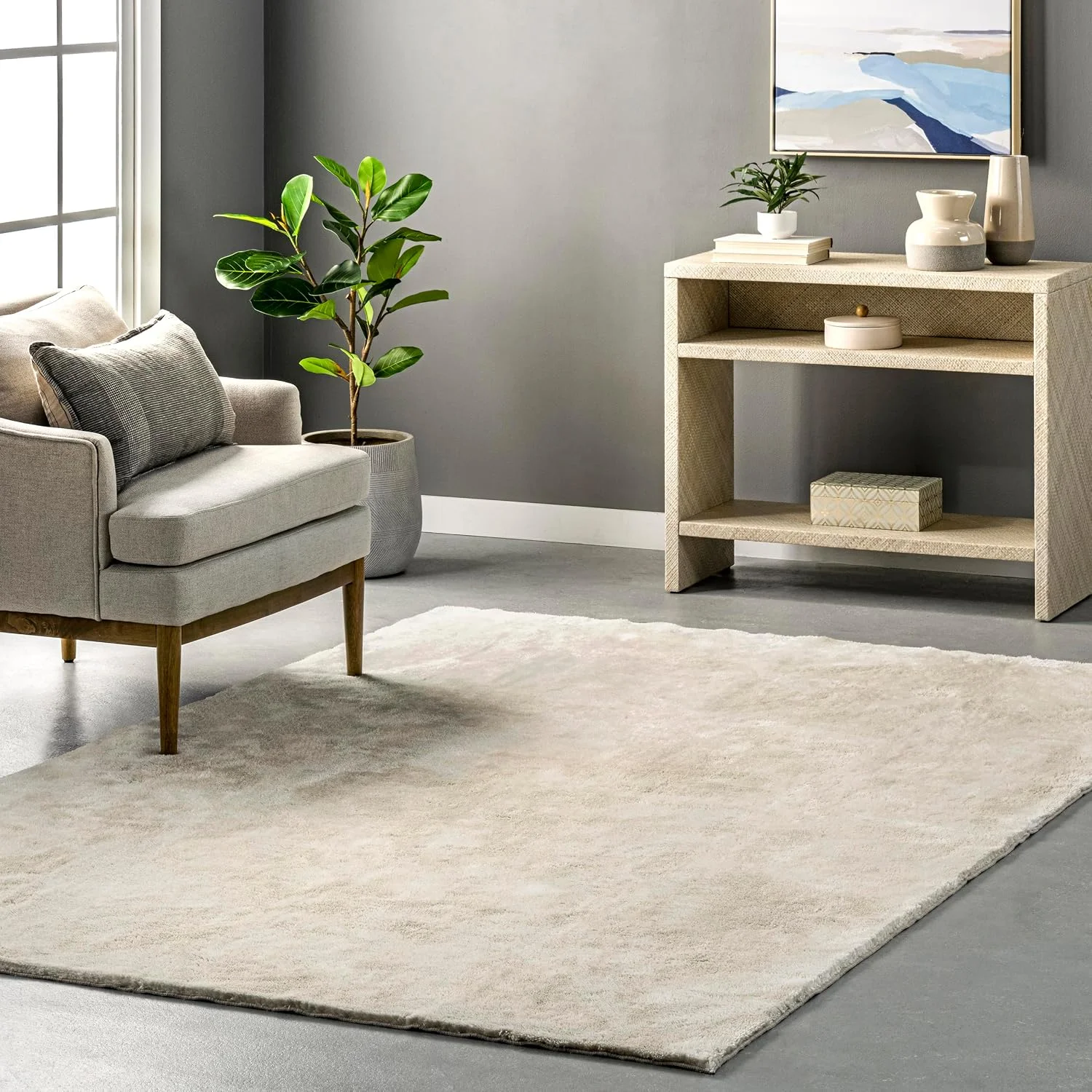nuLOOM Loni Cream Solid Washable Area Rug, 8x10